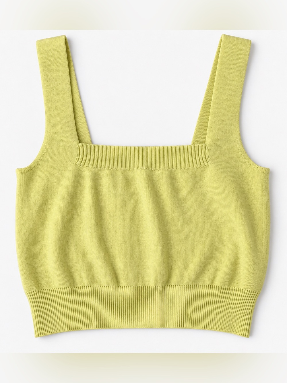 TRT Yellow Knit Square Neck Crop Tank Top Size S